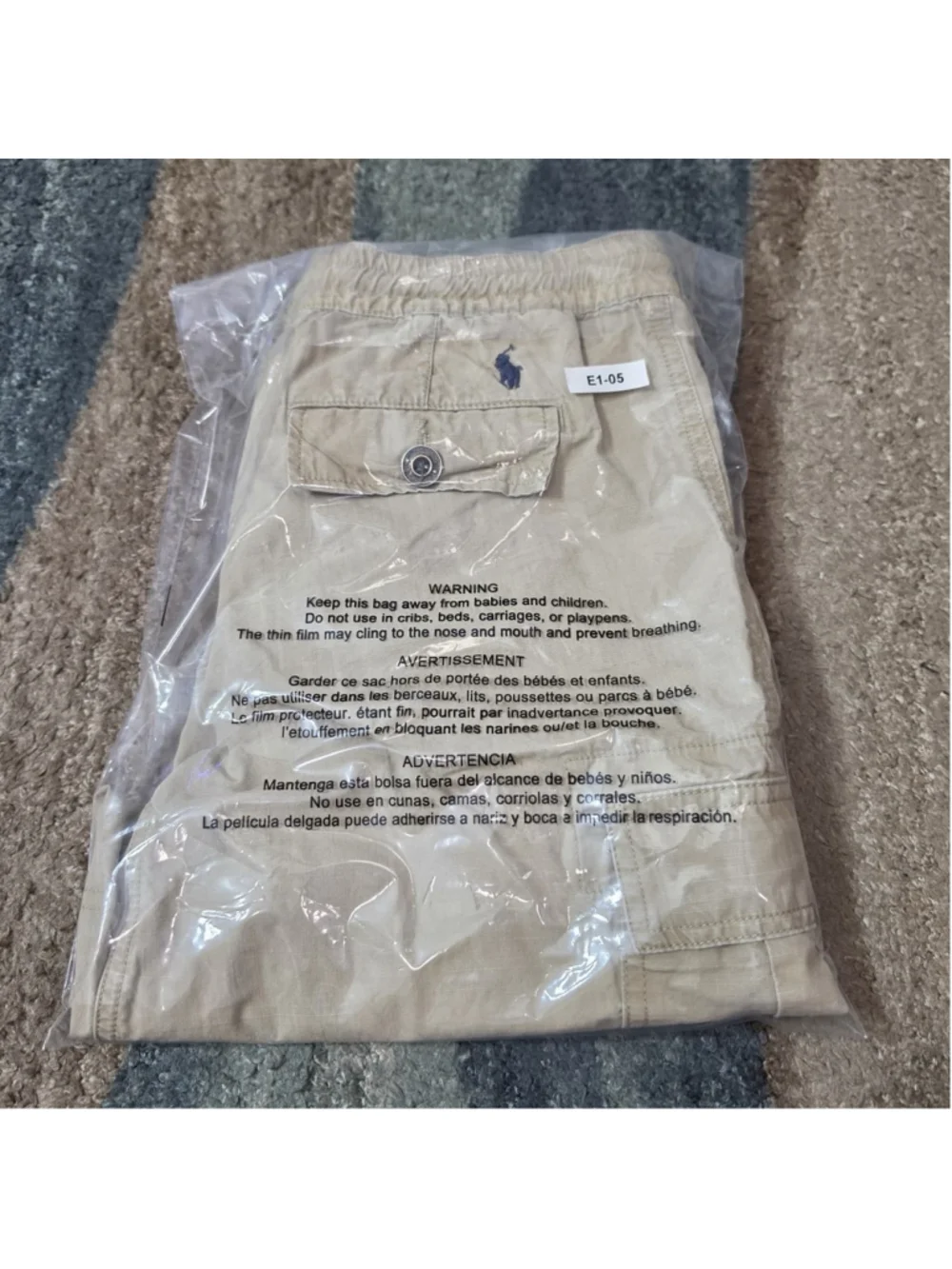 Polo Ralph Lauren Cargo Pants Boys L 14 16 Khaki Drawstring Pony Logo
